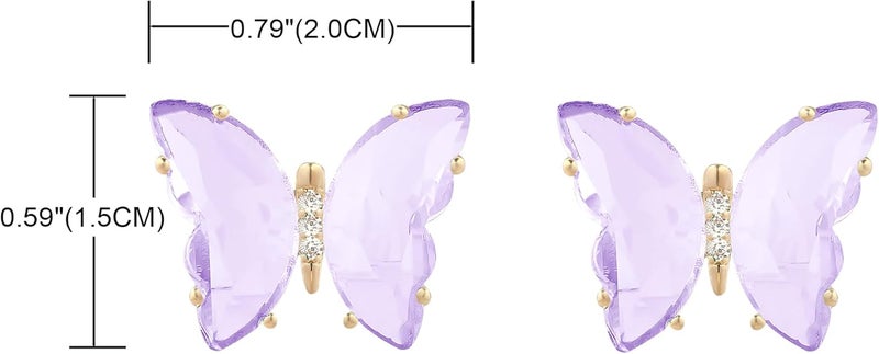 YOQUCOL Butterfly Shape Crystal Clip On Earrings Non Pierced Golden Stud for Women - Image 2